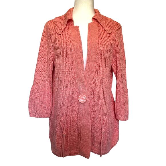 Vtg Y2K JH Collectibles Cardigan Womens Sweater XL Retro Wide Collar Preppy 90s - Picture 1 of 9